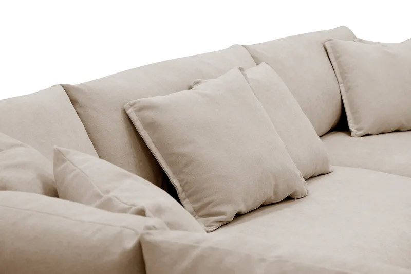 Rossita Lyx 4-seter Ekstra dyp Sofa med Sjeselong Venstre - Beige Stoff - Møbler - Sofaer - Sofa med sjeselong