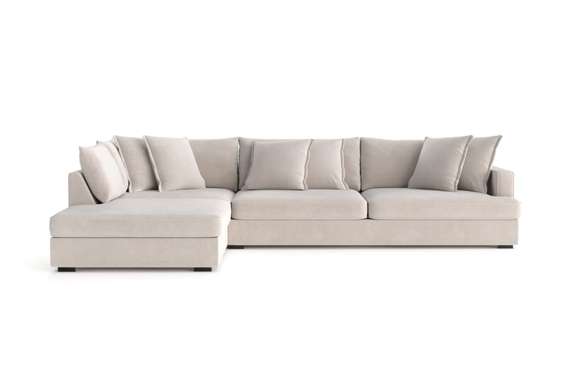 Rossita Lyx 4-seter Ekstra dyp Sofa med Sjeselong Venstre - Beige Stoff - Møbler - Sofaer - Sofa med sjeselong