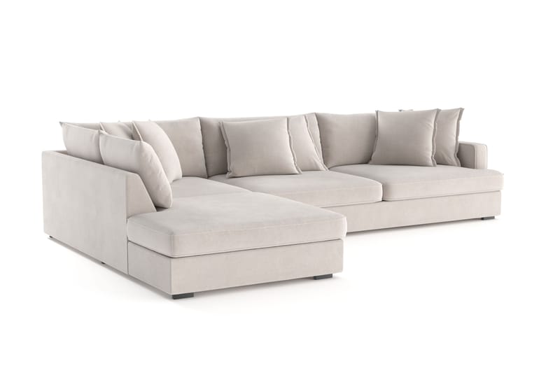 Rossita Lyx 4-seter Ekstra dyp Sofa med Sjeselong Venstre - Beige Stoff - Møbler - Sofaer - Sofa med sjeselong