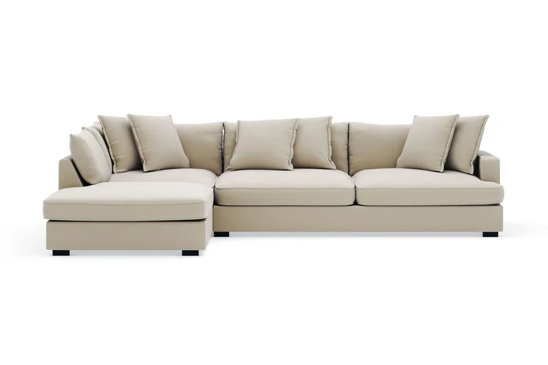 Rossita Lyx 4-seter Ekstra dyp Sofa med Sjeselong Venstre - Beige Stoff - Møbler - Sofaer - Sofa med sjeselong