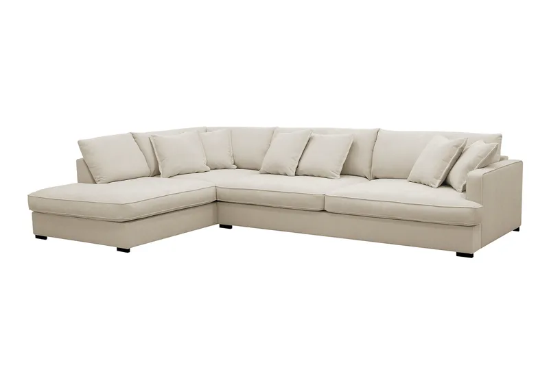 Rossita Lyx 4-seter Ekstra dyp Sofa med Sjeselong Venstre - Beige Stoff - Møbler - Sofaer - Sofa med sjeselong
