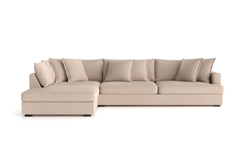 Rossita Lyx 4-seter Ekstra dyp Sofa med Sjeselong Venstre - Beige Stoff - Møbler - Sofaer - Sofa med sjeselong