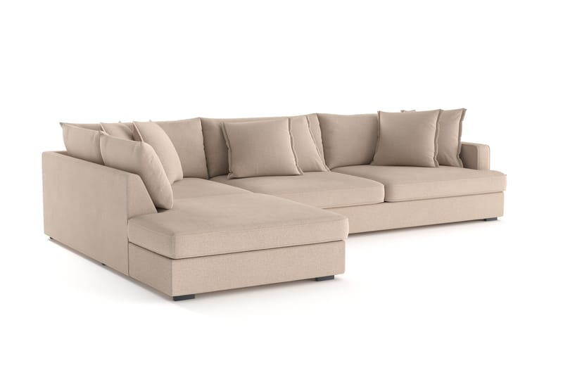Rossita Lyx 4-seter Ekstra dyp Sofa med Sjeselong Venstre - Beige Stoff - Møbler - Sofaer - Sofa med sjeselong