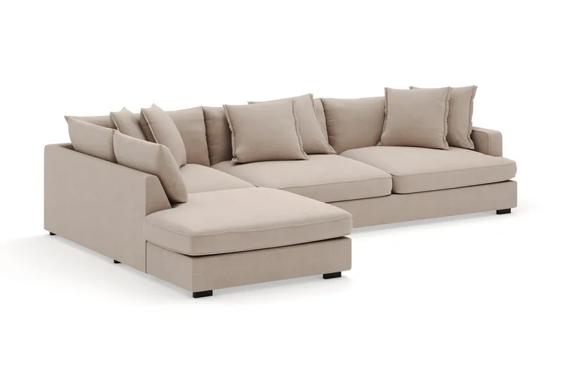 Rossita Lyx 4-seter Ekstra dyp Sofa med Sjeselong Venstre - Beige Stoff - Møbler - Sofaer - Sofa med sjeselong