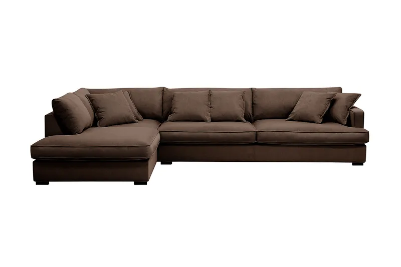 Rossita Lyx 4-seter Ekstra dyp Sofa med Sjeselong Venstre - Brun Kordfløyel - Møbler - Sofaer - Sofa med sjeselong