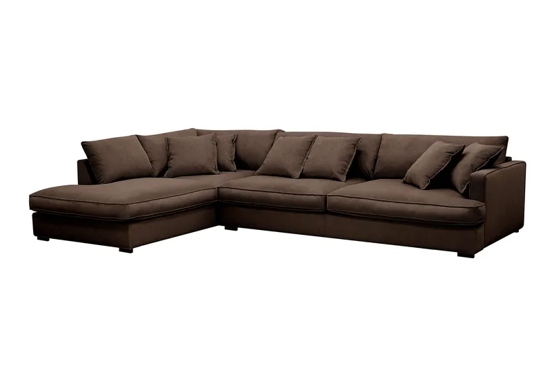 Rossita Lyx 4-seter Ekstra dyp Sofa med Sjeselong Venstre - Brun Kordfløyel - Møbler - Sofaer - Sofa med sjeselong
