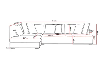 Rossita Lyx 4-seter Ekstra dyp Sofa med Sjeselong Venstre