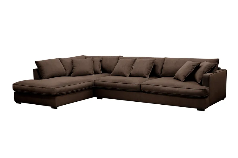 Rossita Lyx 4-seter Ekstra dyp Sofa med Sjeselong Venstre - Brun Kordfløyel - Møbler - Sofaer - Sofa med sjeselong