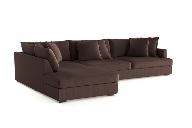 Rossita Lyx 4-seter Ekstra dyp Sofa med Sjeselong Venstre - Brun Kordfløyel - Møbler - Sofaer - Sofa med sjeselong