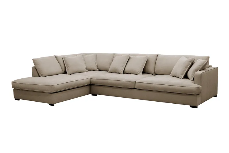 Rossita Lyx 4-seter Ekstra dyp Sofa med Sjeselong Venstre - Brun Stoff - Møbler - Sofaer - Sofa med sjeselong