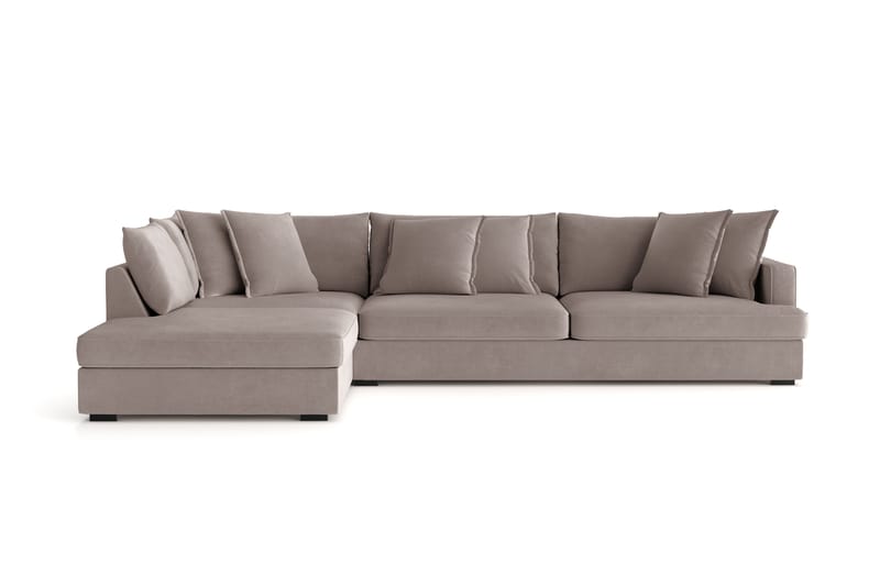 Rossita Lyx 4-seter Ekstra dyp Sofa med Sjeselong Venstre - Brun Stoff - Møbler - Sofaer - Sofa med sjeselong