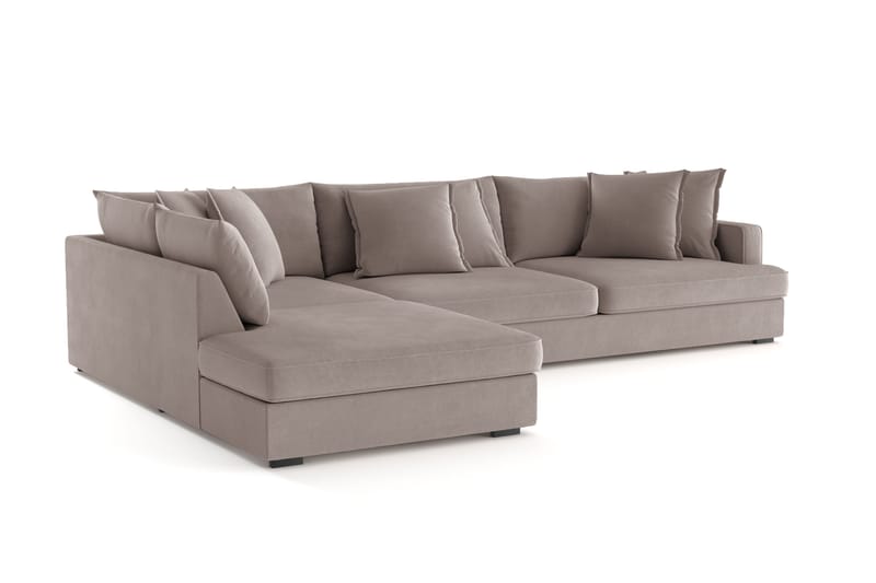 Rossita Lyx 4-seter Ekstra dyp Sofa med Sjeselong Venstre - Brun Stoff - Møbler - Sofaer - Sofa med sjeselong