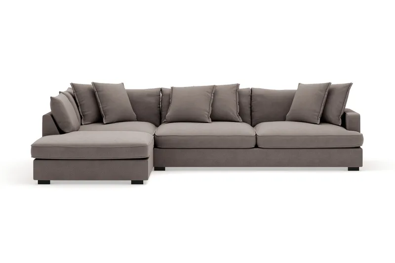 Rossita Lyx 4-seter Ekstra dyp Sofa med Sjeselong Venstre - Brun Stoff - Møbler - Sofaer - Sofa med sjeselong