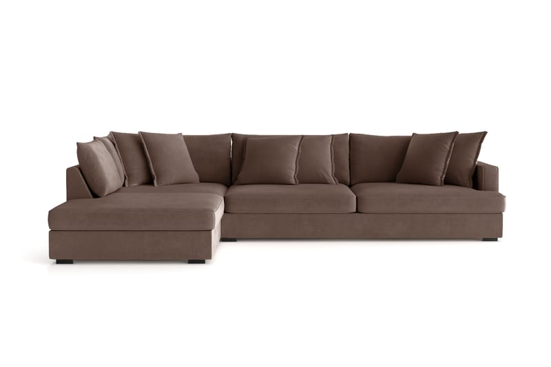Rossita Lyx 4-seter Ekstra dyp Sofa med Sjeselong Venstre - Brun Stoff - Møbler - Sofaer - Sofa med sjeselong