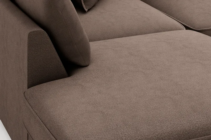 Rossita Lyx 4-seter Ekstra dyp Sofa med Sjeselong Venstre - Brun Stoff - Møbler - Sofaer - Sofa med sjeselong