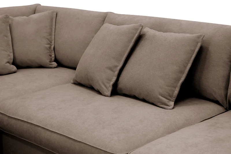 Rossita Lyx 4-seter Ekstra dyp Sofa med Sjeselong Venstre - Brun Stoff - Møbler - Sofaer - Sofa med sjeselong