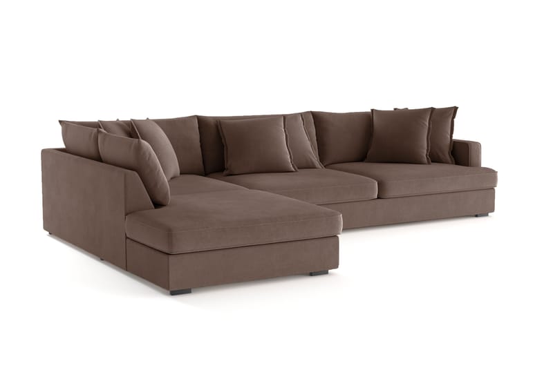 Rossita Lyx 4-seter Ekstra dyp Sofa med Sjeselong Venstre - Brun Stoff - Møbler - Sofaer - Sofa med sjeselong