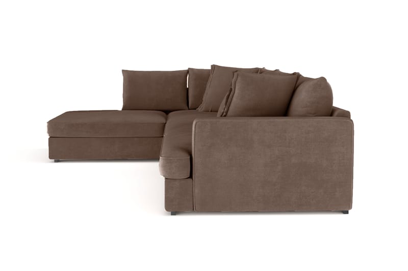 Rossita Lyx 4-seter Ekstra dyp Sofa med Sjeselong Venstre - Brun Stoff - Møbler - Sofaer - Sofa med sjeselong