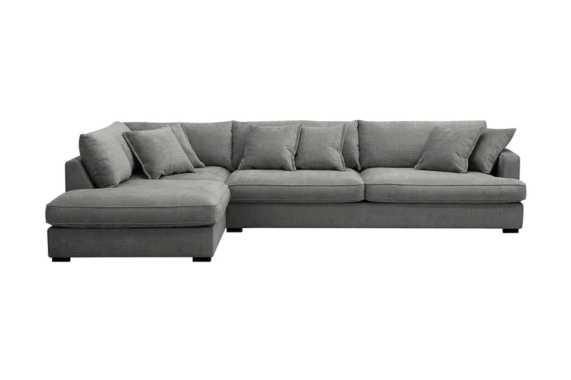 Rossita Lyx 4-seter Ekstra dyp Sofa med Sjeselong Venstre - Grå Chenille - Møbler - Sofaer - Sofa med sjeselong