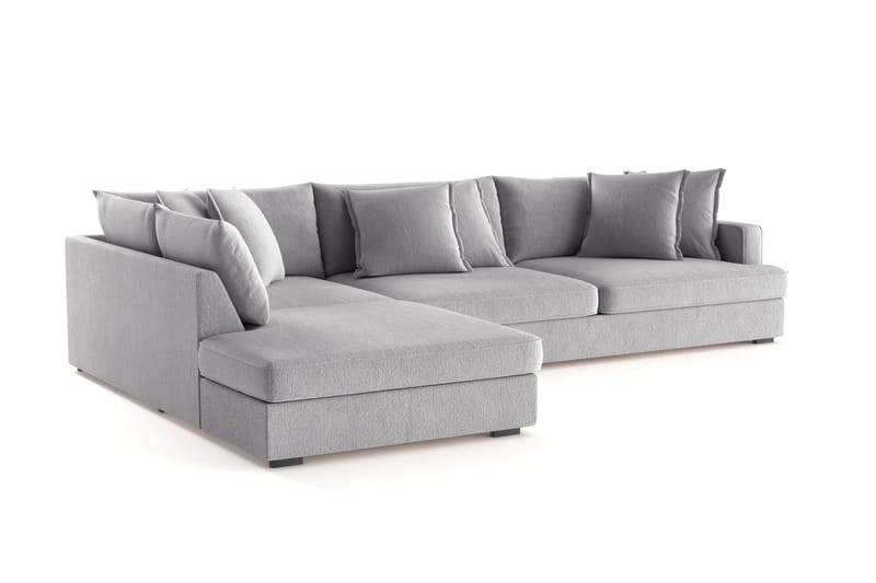 Rossita Lyx 4-seter Ekstra dyp Sofa med Sjeselong Venstre - Grå Chenille - Møbler - Sofaer - Sofa med sjeselong