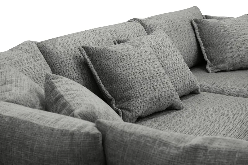 Rossita Lyx 4-seter Ekstra dyp Sofa med Sjeselong Venstre - Grå Chenille - Møbler - Sofaer - Sofa med sjeselong