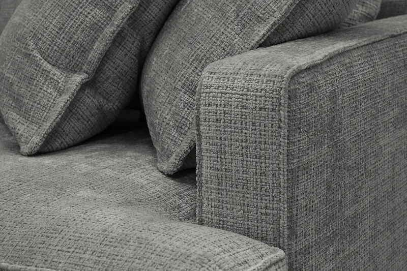 Rossita Lyx 4-seter Ekstra dyp Sofa med Sjeselong Venstre - Grå Chenille - Møbler - Sofaer - Sofa med sjeselong