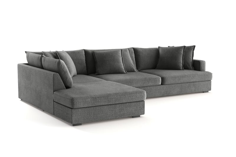 Rossita Lyx 4-seter Ekstra dyp Sofa med Sjeselong Venstre - Grå Chenille - Møbler - Sofaer - Sofa med sjeselong