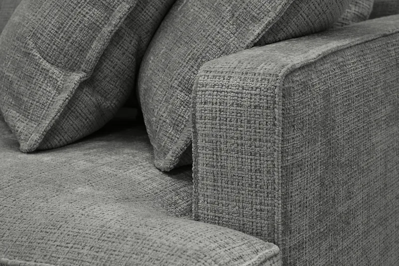 Rossita Lyx 4-seter Ekstra dyp Sofa med Sjeselong Venstre - Grå Chenille - Møbler - Sofaer - Sofa med sjeselong