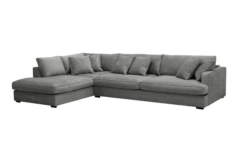 Rossita Lyx 4-seter Ekstra dyp Sofa med Sjeselong Venstre - Grå Chenille - Møbler - Sofaer - Sofa med sjeselong