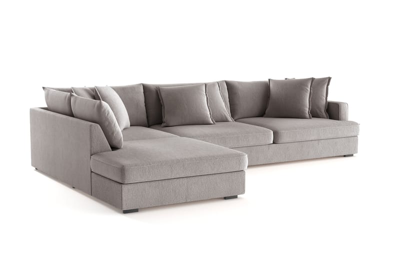 Rossita Lyx 4-seter Ekstra dyp Sofa med Sjeselong Venstre - Grå/Brun Chenille - Møbler - Sofaer - Sofa med sjeselong