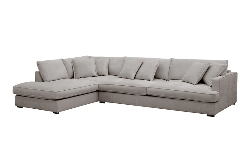 Rossita Lyx 4-seter Ekstra dyp Sofa med Sjeselong Venstre - Grå/Brun Chenille - Møbler - Sofaer - Sofa med sjeselong