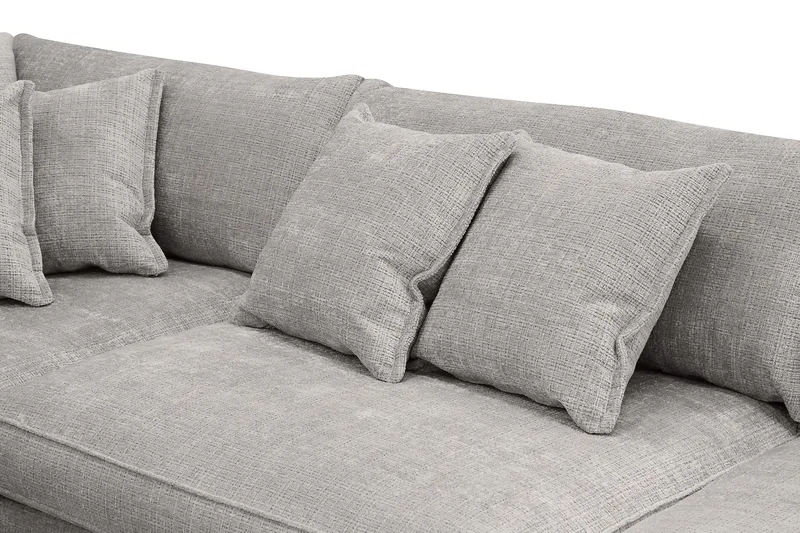 Rossita Lyx 4-seter Ekstra dyp Sofa med Sjeselong Venstre - Lysegrå Chenille - Møbler - Sofaer - Sofa med sjeselong