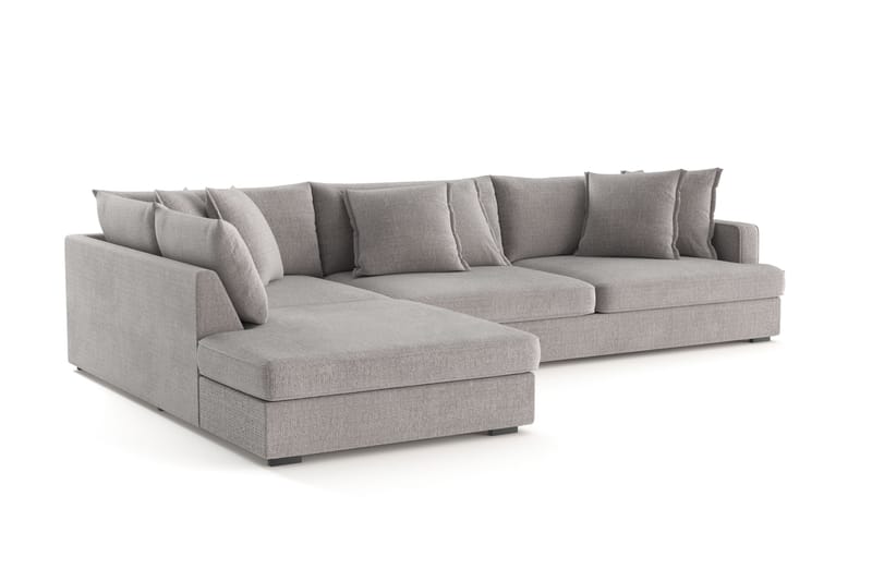 Rossita Lyx 4-seter Ekstra dyp Sofa med Sjeselong Venstre - Lysegrå Chenille - Møbler - Sofaer - Sofa med sjeselong