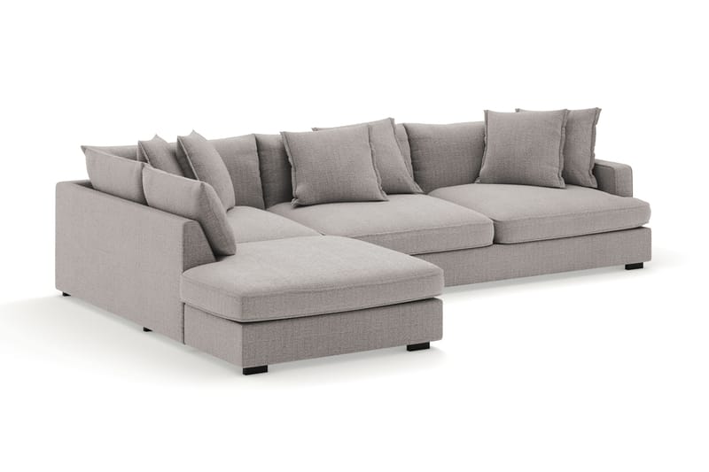 Rossita Lyx 4-seter Ekstra dyp Sofa med Sjeselong Venstre - Lysegrå Chenille - Møbler - Sofaer - Sofa med sjeselong