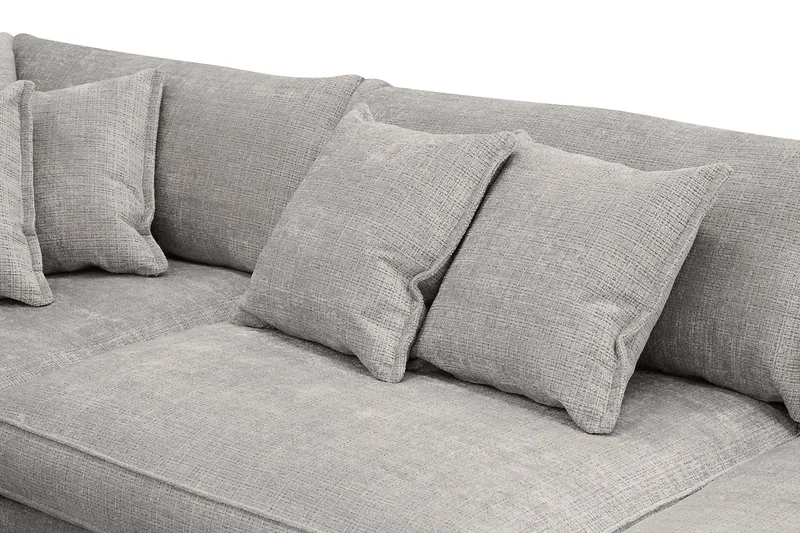 Rossita Lyx 4-seter Ekstra dyp Sofa med Sjeselong Venstre - Lysegrå Chenille - Møbler - Sofaer - Sofa med sjeselong