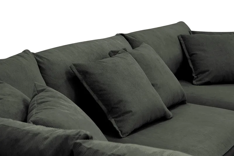 Rossita Lyx 4-seter Ekstra dyp Sofa med Sjeselong Venstre - Mørk grønn Kordfløyel - Møbler - Sofaer - Sofa med sjeselong