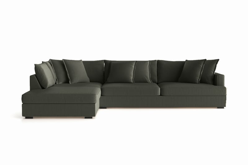 Rossita Lyx 4-seter Ekstra dyp Sofa med Sjeselong Venstre - Mørk grønn Kordfløyel - Møbler - Sofaer - Sofa med sjeselong