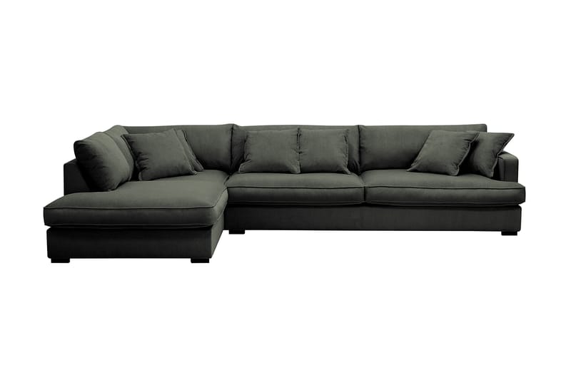 Rossita Lyx 4-seter Ekstra dyp Sofa med Sjeselong Venstre, Mørk grønn Kordfløyel
