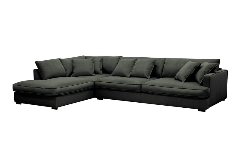 Rossita Lyx 4-seter Ekstra dyp Sofa med Sjeselong Venstre - Mørk grønn Kordfløyel - Møbler - Sofaer - Sofa med sjeselong
