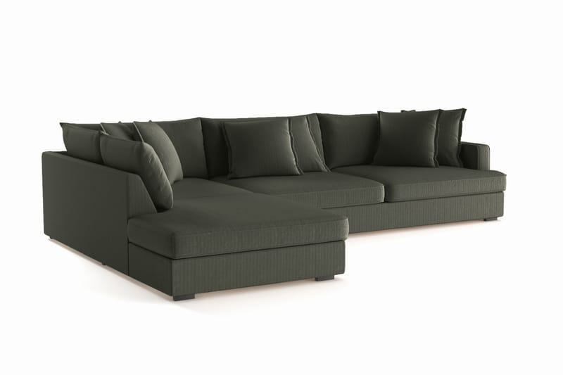 Rossita Lyx 4-seter Ekstra dyp Sofa med Sjeselong Venstre - Mørk grønn Kordfløyel - Møbler - Sofaer - Sofa med sjeselong