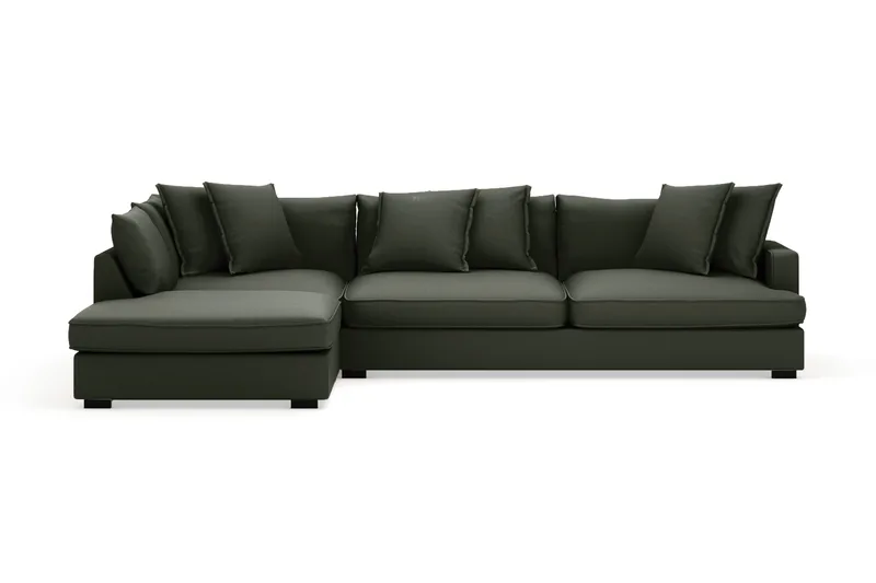 Rossita Lyx 4-seter Ekstra dyp Sofa med Sjeselong Venstre - Mørk grønn Kordfløyel - Møbler - Sofaer - Sofa med sjeselong