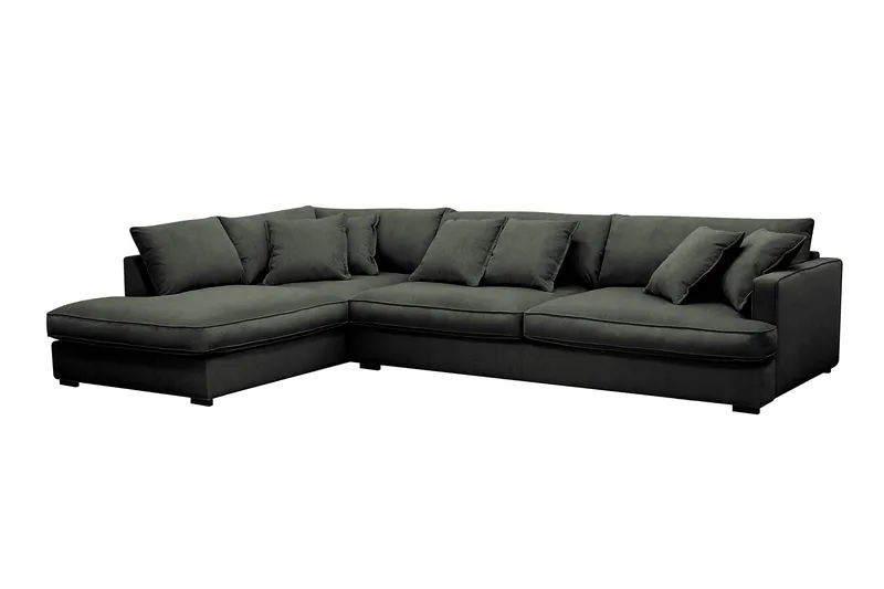 Rossita Lyx 4-seter Ekstra dyp Sofa med Sjeselong Venstre - Mørk grønn Kordfløyel - Møbler - Sofaer - Sofa med sjeselong