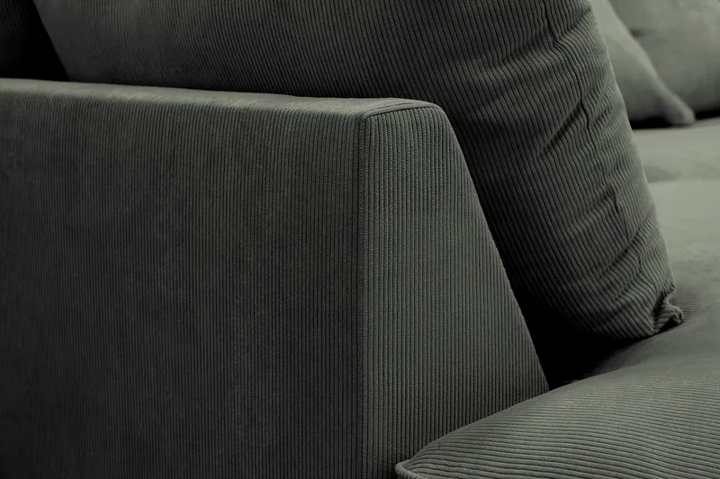 Rossita Lyx 4-seter Ekstra dyp Sofa med Sjeselong Venstre - Mørk grønn Kordfløyel - Møbler - Sofaer - Sofa med sjeselong