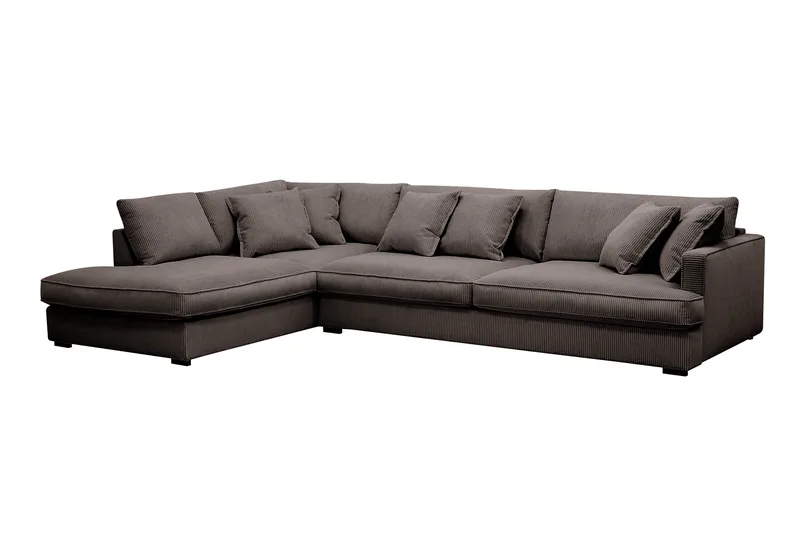 Rossita Lyx 4-seter Ekstra dyp Sofa med Sjeselong Venstre - Mørkegrå Kordfløyel - Møbler - Sofaer - Sofa med sjeselong