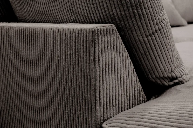 Rossita Lyx 4-seter Ekstra dyp Sofa med Sjeselong Venstre - Mørkegrå Kordfløyel - Møbler - Sofaer - Sofa med sjeselong