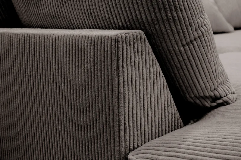 Rossita Lyx 4-seter Ekstra dyp Sofa med Sjeselong Venstre - Mørkegrå Kordfløyel - Møbler - Sofaer - Sofa med sjeselong