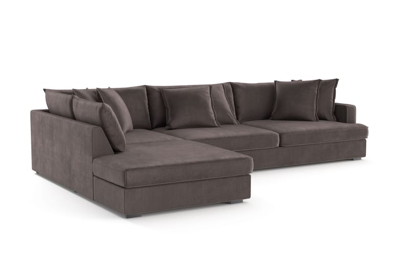 Rossita Lyx 4-seter Ekstra dyp Sofa med Sjeselong Venstre - Mørkegrå Kordfløyel - Møbler - Sofaer - Sofa med sjeselong