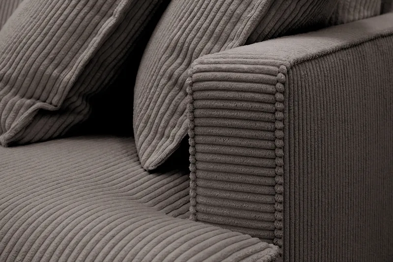 Rossita Lyx 4-seter Ekstra dyp Sofa med Sjeselong Venstre - Mørkegrå Kordfløyel - Møbler - Sofaer - Sofa med sjeselong