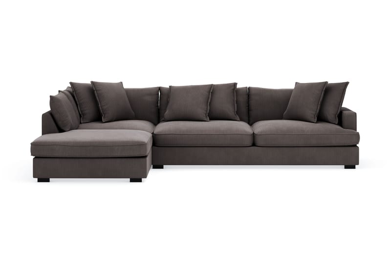 Rossita Lyx 4-seter Ekstra dyp Sofa med Sjeselong Venstre - Mørkegrå Kordfløyel - Møbler - Sofaer - Sofa med sjeselong