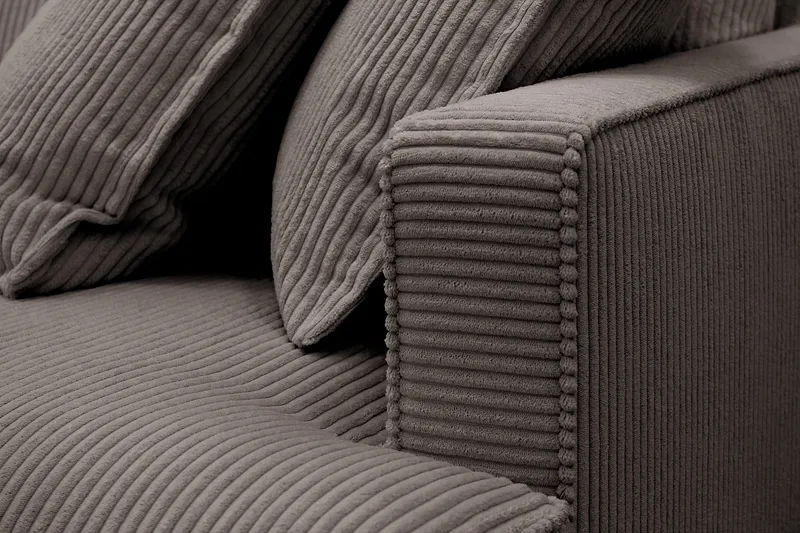 Rossita Lyx 4-seter Ekstra dyp Sofa med Sjeselong Venstre - Mørkegrå Kordfløyel - Møbler - Sofaer - Sofa med sjeselong